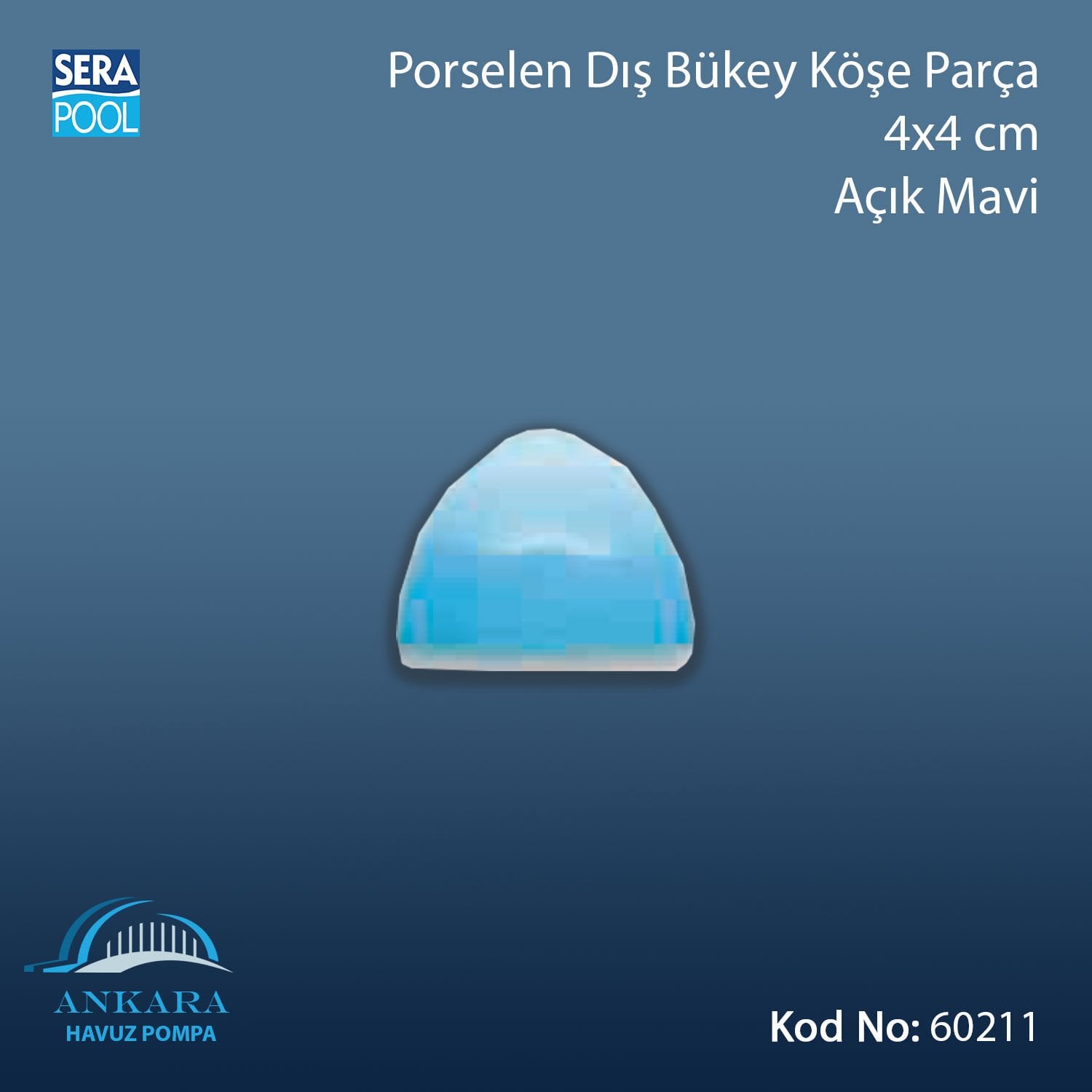 Porselen Dış Bükey Köşe Parçası 4x4 cm Açık Mavi