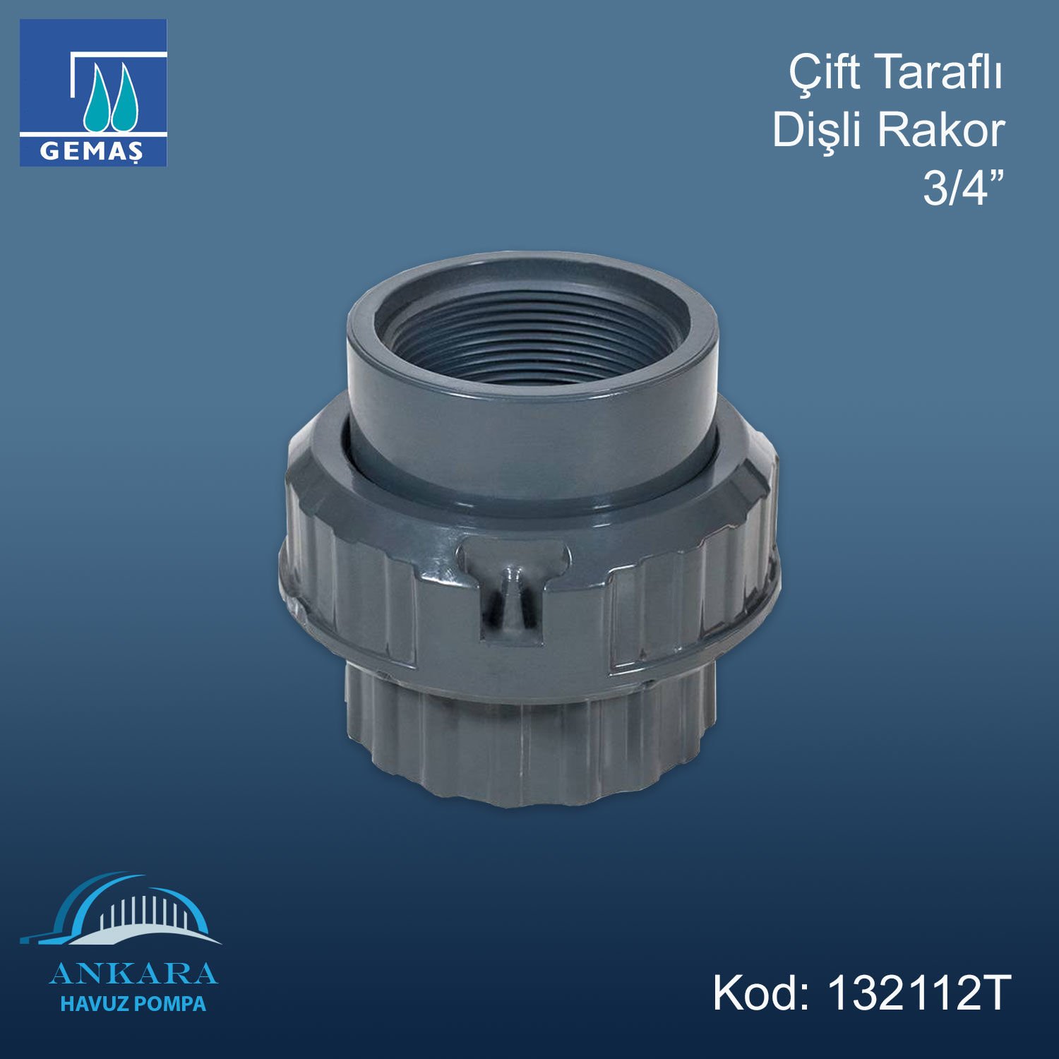 3/4'' Çift Taraflı Dişli Rakor