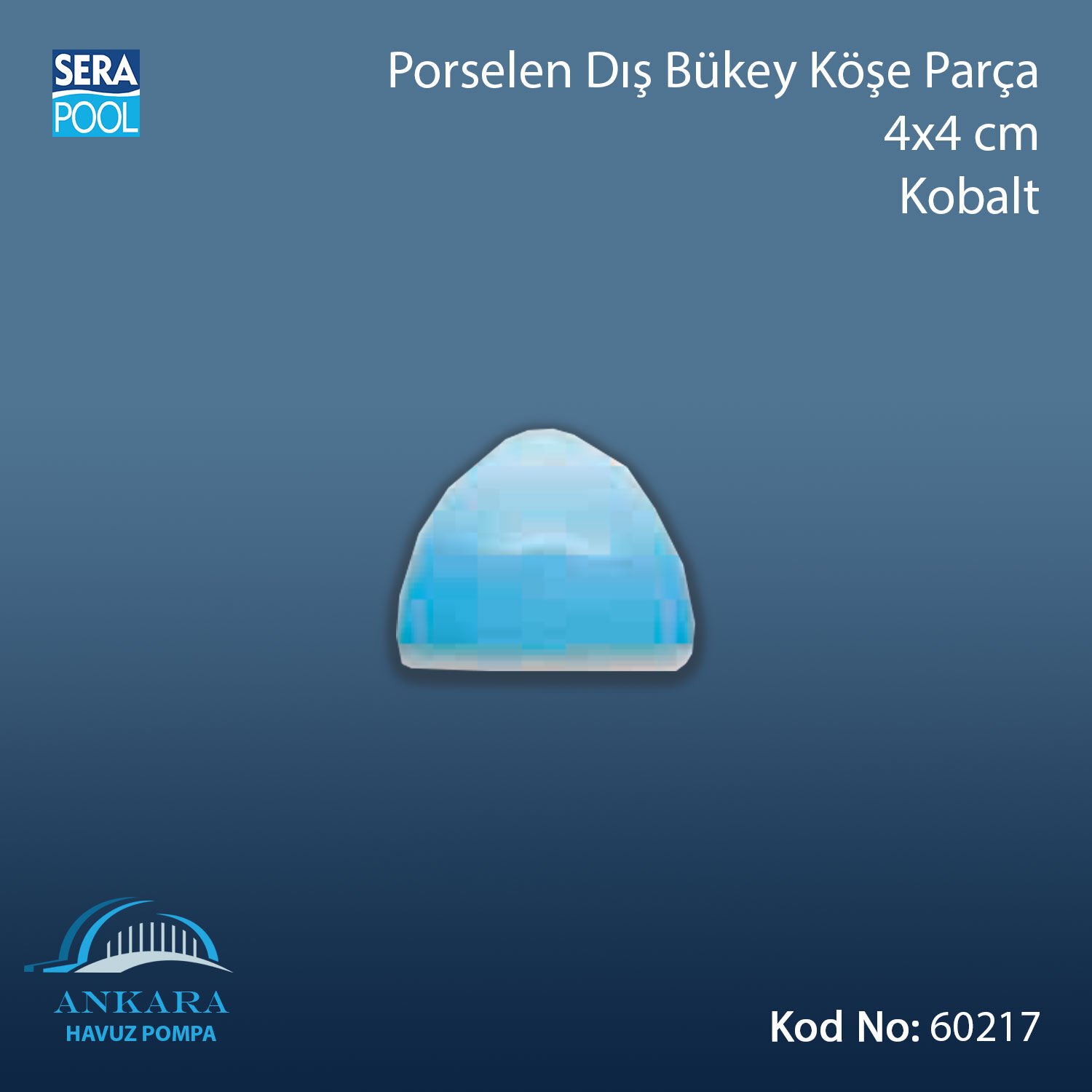 Porselen Dış Bükey Köşe Parçası 4x4 cm Kobalt