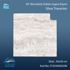 Silver Traverten 30x30 cm 90° Monoblok Hidden Izgara Köşesi