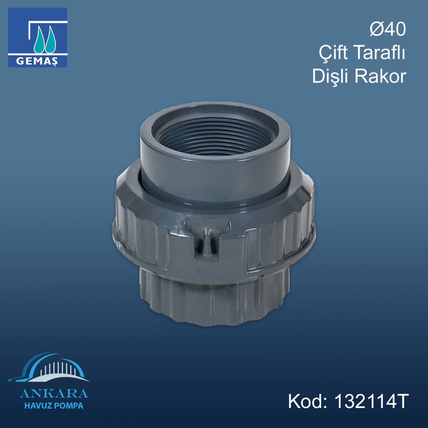 Ø40 Çift Taraflı Dişli Rakor
