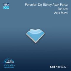 Porselen Dış Bükey Ayak Parçası 4x4 cm Açık Mavi