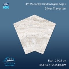 Silver Traverten 25x25 cm 45° Monoblok Hidden Izgara Köşesi