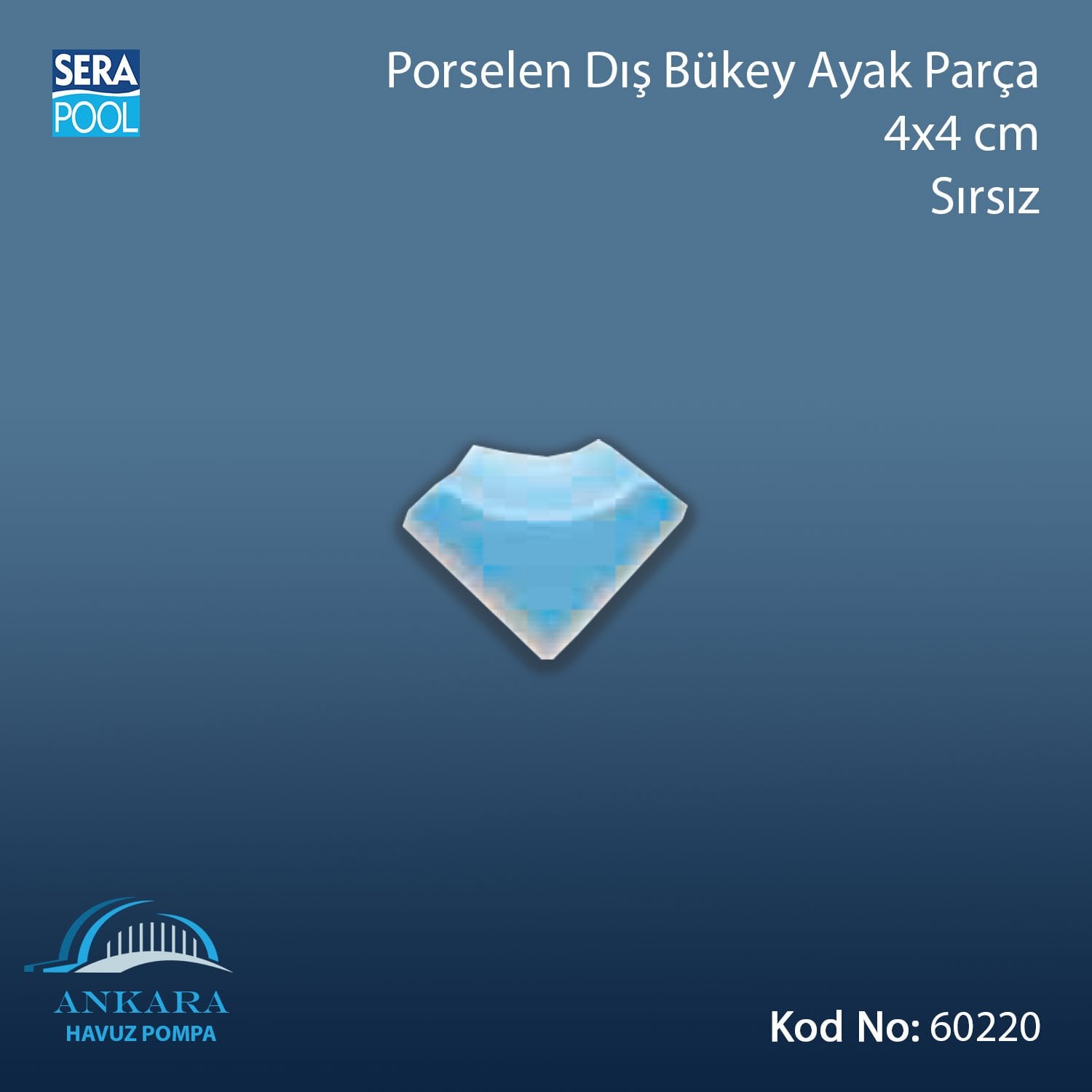 Porselen Dış Bükey Ayak Parçası 4x4 cm Sırsız