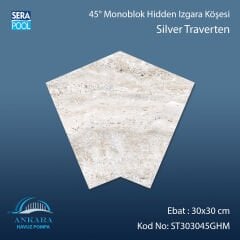 Silver Traverten 30x30 cm 45° Monoblok Hidden Izgara Köşesi