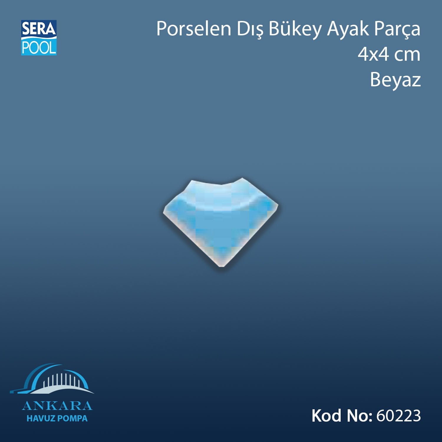 Porselen Dış Bükey Ayak Parçası 4x4 cm Beyaz