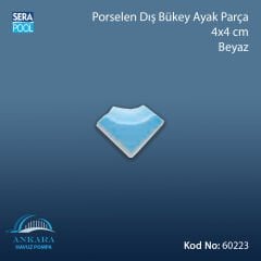 Porselen Dış Bükey Ayak Parçası 4x4 cm Beyaz