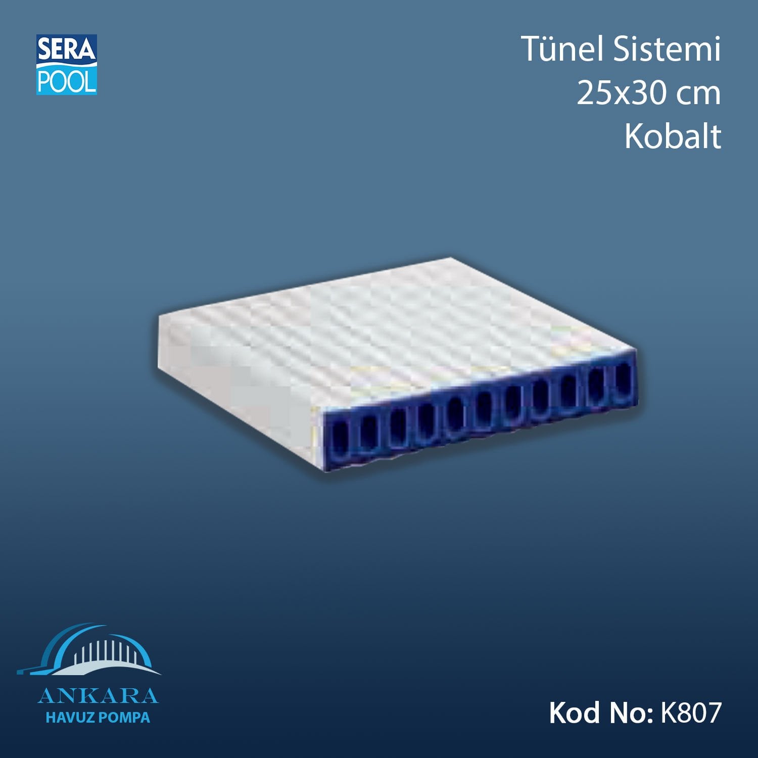 Porselen Tünel Sistem 25x30cm Kobalt