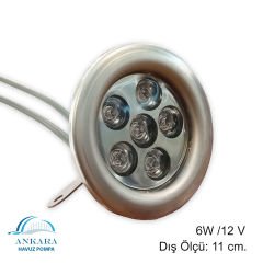 6W / 12V Yüksek Güçlü Led, Paslanmaz Sualtı Lambası