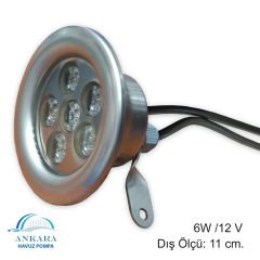 6W / 12V Yüksek Güçlü Led, Paslanmaz Sualtı Lambası