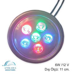 6W / 12V Yüksek Güçlü Led, Paslanmaz Sualtı Lambası