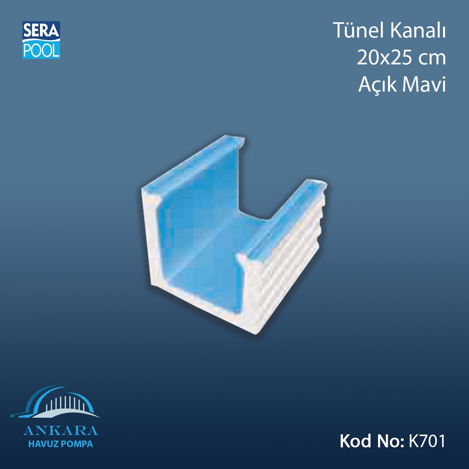 Tünel Kanalı 20x25cm Açık Mavi