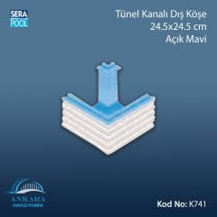 Tünel Kanalı Dış Köşe 24,5x24,5cm Açık Mavi