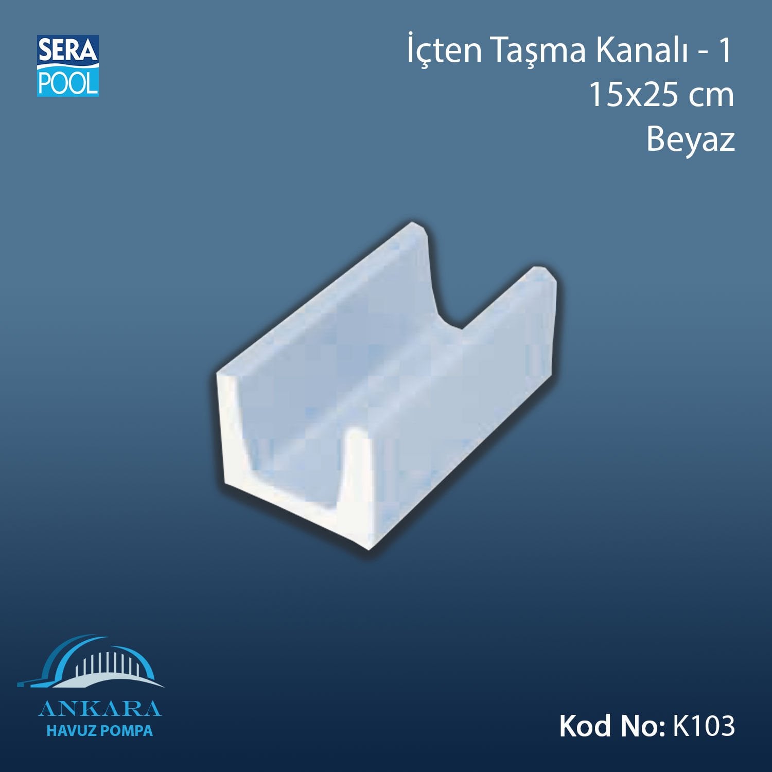 İçten Taşma Kanalı-1 - 15x25cm Beyaz