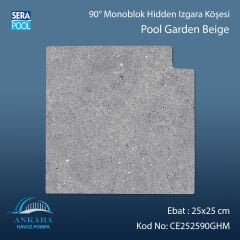 Cement Grey 25x25 cm 90° Monoblok Hidden Izgara Köşesi