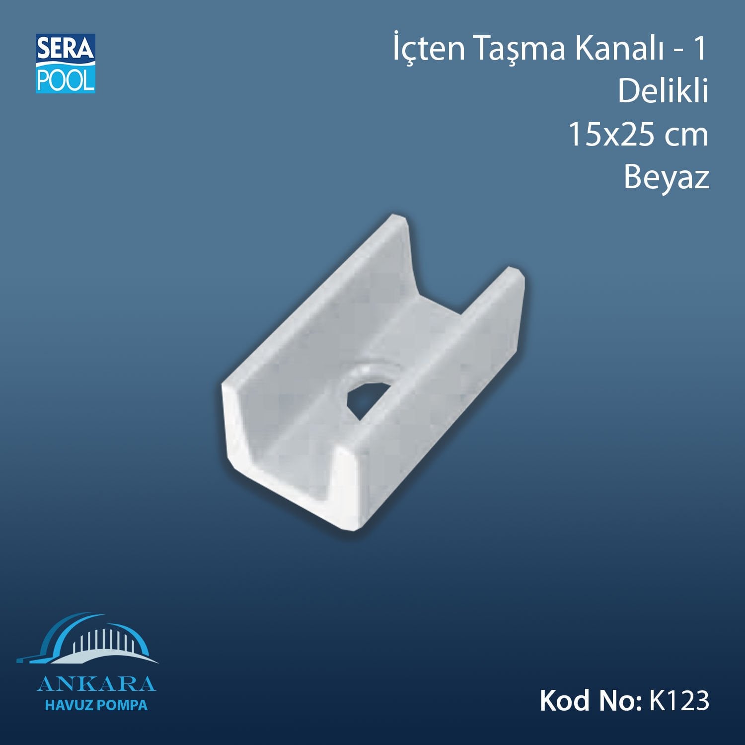 İçten Taşma Kanalı-1 - Delikli - 15x25 cm Beyaz