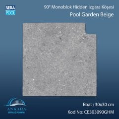 Cement Grey 30x30 cm 90° Monoblok Hidden Izgara Köşesi