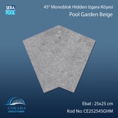 Cement Grey 25x25 cm 45° Monoblok Hidden Izgara Köşesi