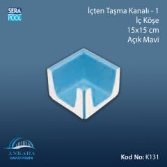 İçten Taşma Kanalı-1 - İç Köşe - 15x15 cm Açık Mavi