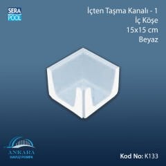 İçten Taşma Kanalı-1 - İç Köşe - 15x15 cm Beyaz