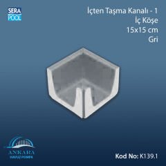 İçten Taşma Kanalı-1 - İç Köşe - 15x15 cm Gri