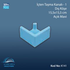 İçten Taşma Kanalı-1 - Dış Köşe - 15,5x15,5 cm Açık Mavi