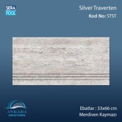 Silver Traverten 33x66x0,76 cm Merdiven Kaymazı