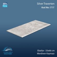 Silver Traverten 33x66x0,76 cm Merdiven Kaymazı