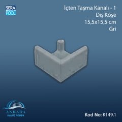 İçten Taşma Kanalı-1 - Dış Köşe - 15,5x15,5 cm Gri