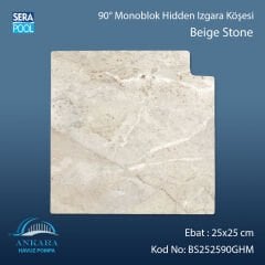 Beige Stone 25x25 cm 90° Monoblok Hidden Izgara Köşesi