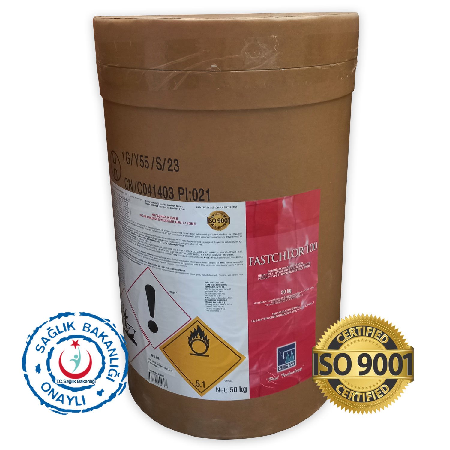 “FASTCHLOR 100” Stabilize Triklor Granülü, %90 Klor İçeriği - 50 Kg.