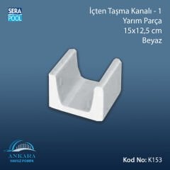 İçten Taşma Kanalı-1 - Yarım Parça - 15x12,5 cm Beyaz