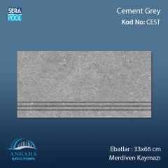 Cement Grey 33x66x0,76 cm Merdiven Kaymazı