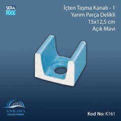 İçten Taşma Kanalı-1 - Yarım Parça Delikli - 15x12,5 cm Açık Mavi