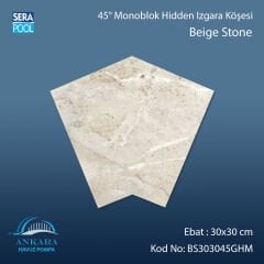 Beige Stone 30x30 cm 45° Monoblok Hidden Izgara Köşesi