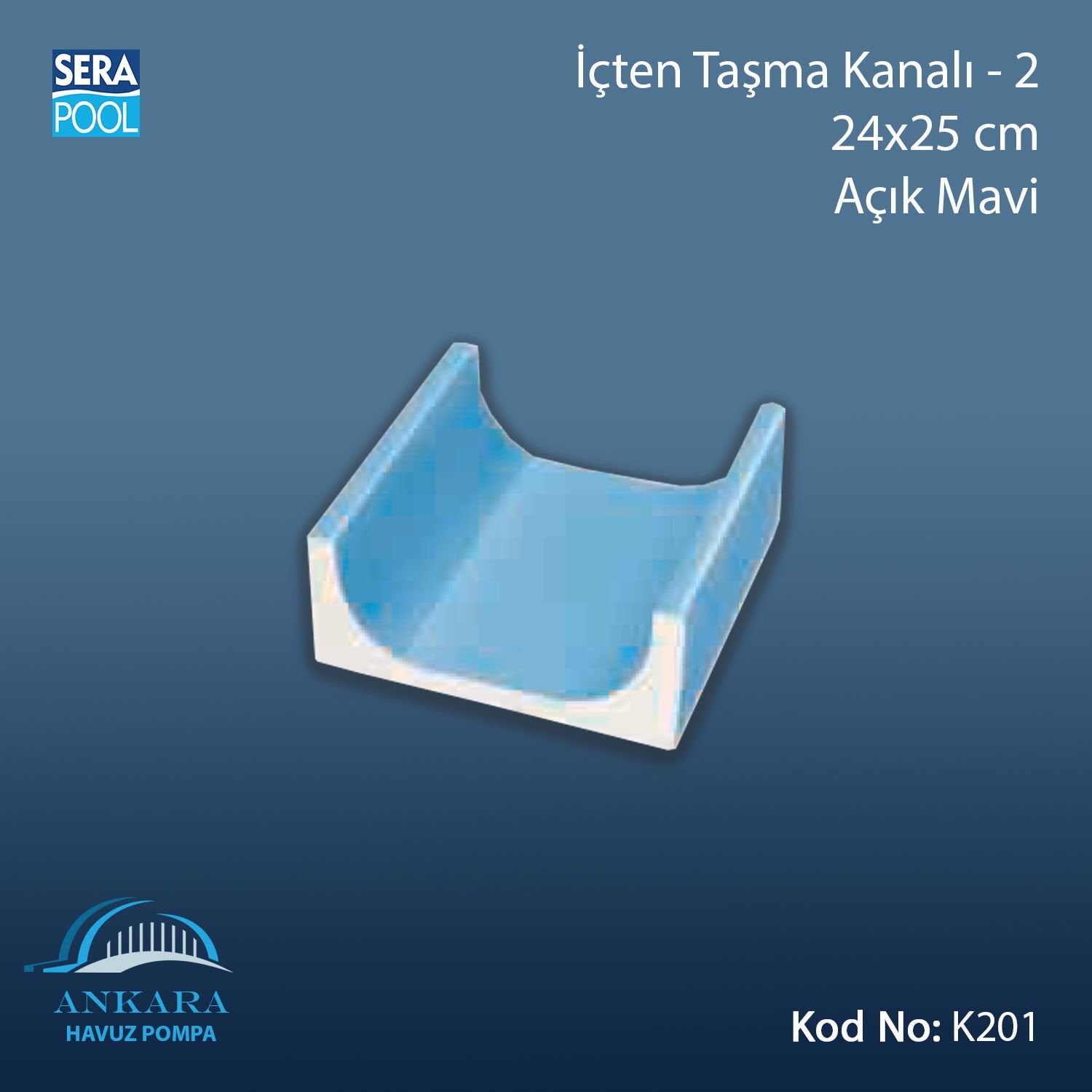 İçten Taşma Kanalı-2 - 24x25 cm Açık Mavi