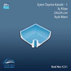 İçten Taşma Kanalı-1 - İç Köşe - 24x24 cm Açık Mavi