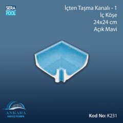İçten Taşma Kanalı-1 - İç Köşe - 24x24 cm Açık Mavi