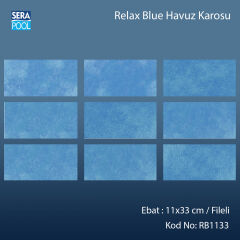 Serapool Relax Blue Porselen Karo Fileli 11x33 cm - m²