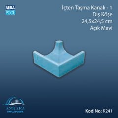 İçten Taşma Kanalı-1 - Dış Köşe - 24,5x24,5 cm Açık Mavi