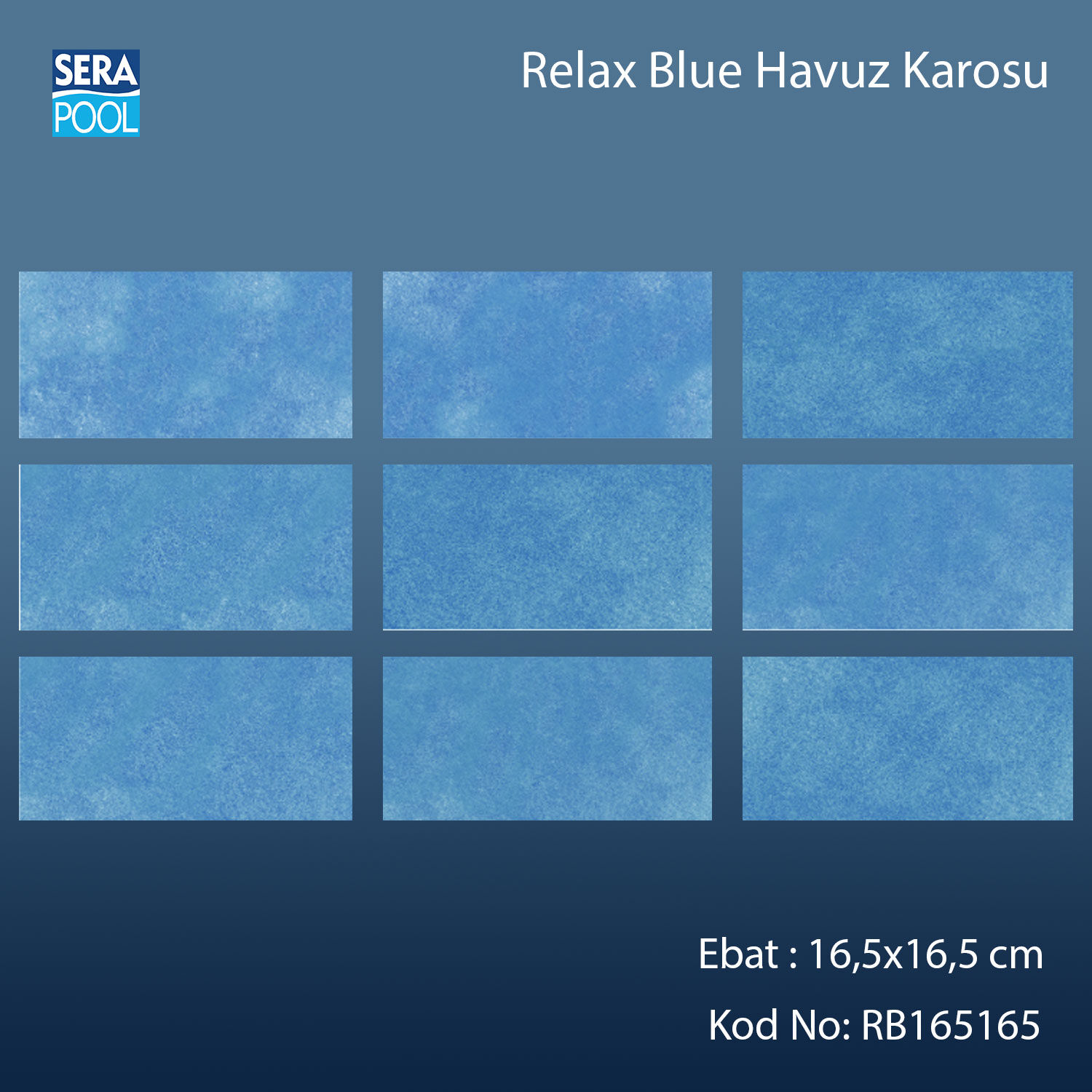 Serapool Relax Blue Porselen Karo Fileli 16,5x16,5 cm - m²
