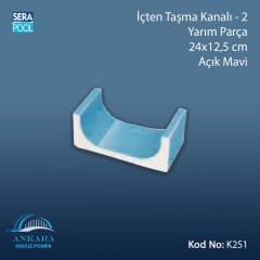 İçten Taşma Kanalı-2 - Yarım Parça - 24x12,5 cm Açık Mavi