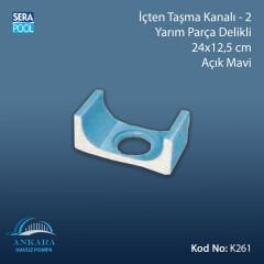 İçten Taşma Kanalı-2 - Yarım Parça Delikli - 24x12,5 cm Açık Mavi
