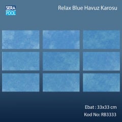 Serapool Relax Blue Porselen Karo Fileli 33x33 cm - m²