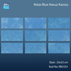 Serapool Relax Blue Porselen Karo Fileli 33x33 cm - m²