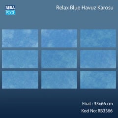 Serapool Relax Blue Porselen Karo Fileli 33x66 cm - m²