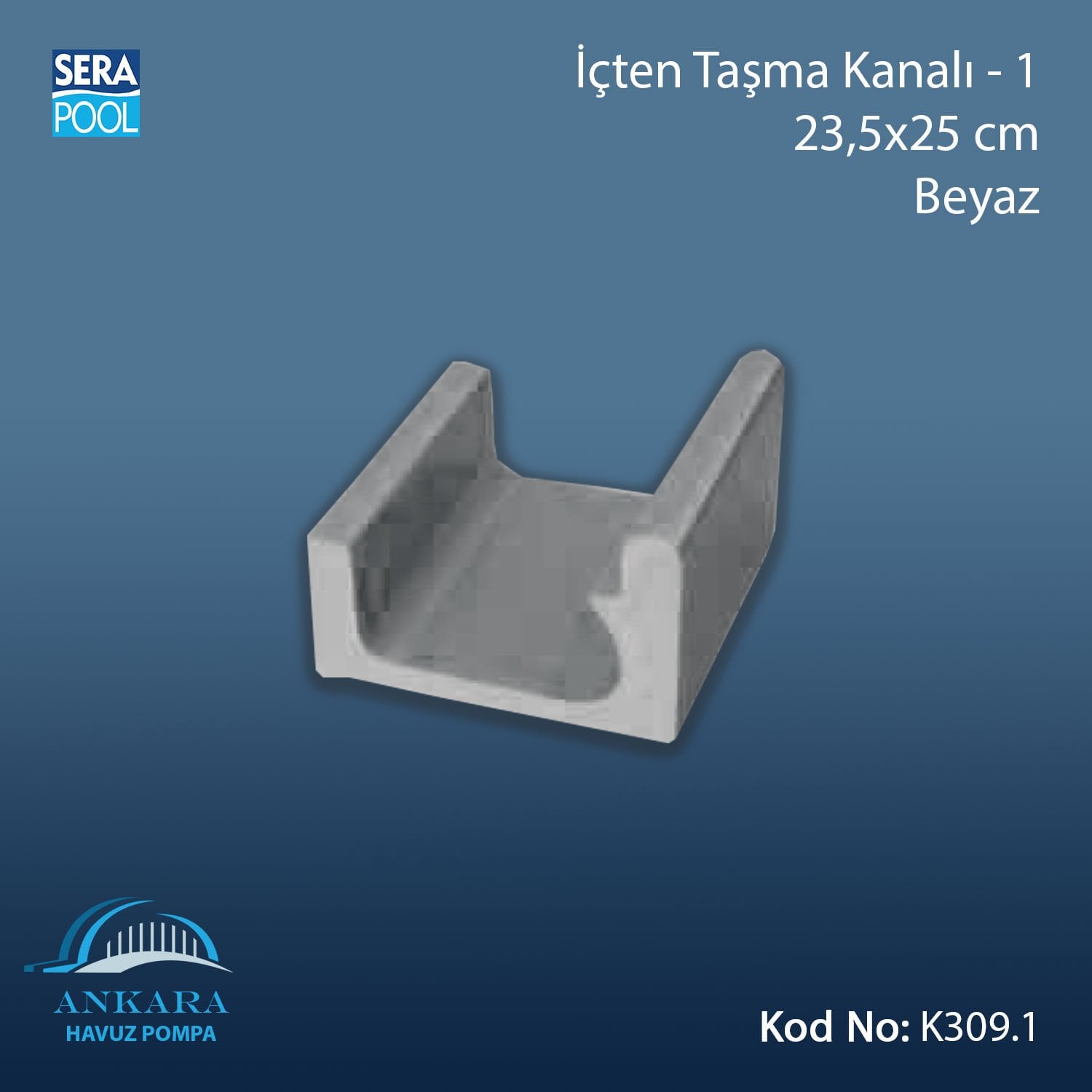 Üsten Taşma Kanalı-1 - 23,5x25 cm Gri