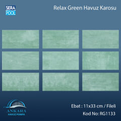 Serapool Relax Green Porselen Karo Fileli 11x33 cm - m²