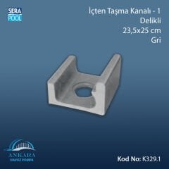 Üsten Taşma Kanalı-1 - Delikli - 23,5x25 cm Gri