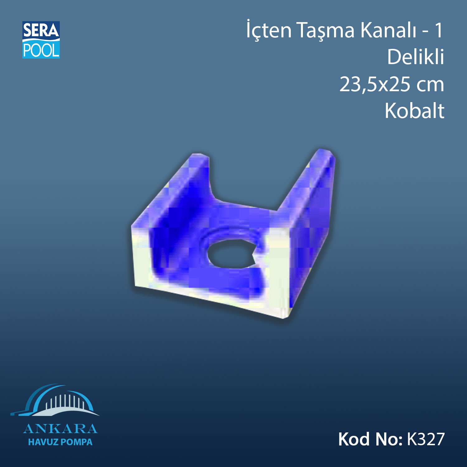 Üsten Taşma Kanalı-1 - Delikli - 23,5x25 cm Kobalt